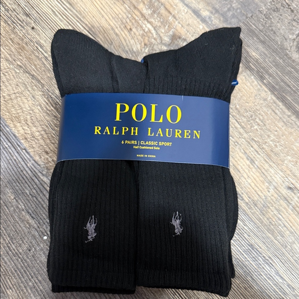Polo Ralph Lauren Classic Black Athletic Socks - 6 Pack